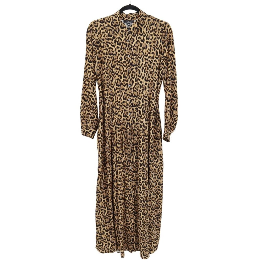 J. Crew  Drapey Leopard Shirtdress Womens 6 Blue Boho Mob‎ Wife Edgy Glam NWT
